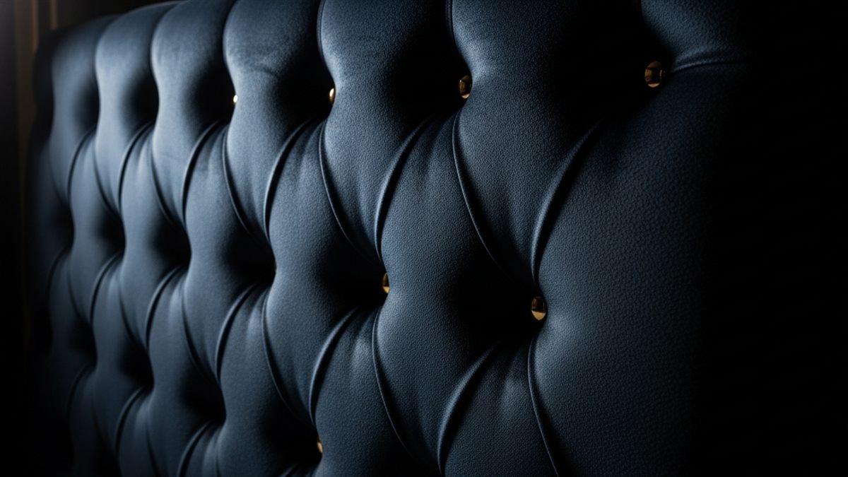 El artesano dibuja con precisión las líneas de la cuadrícula en el tablero de madera, que sirve como base para el patrón de capitoné.